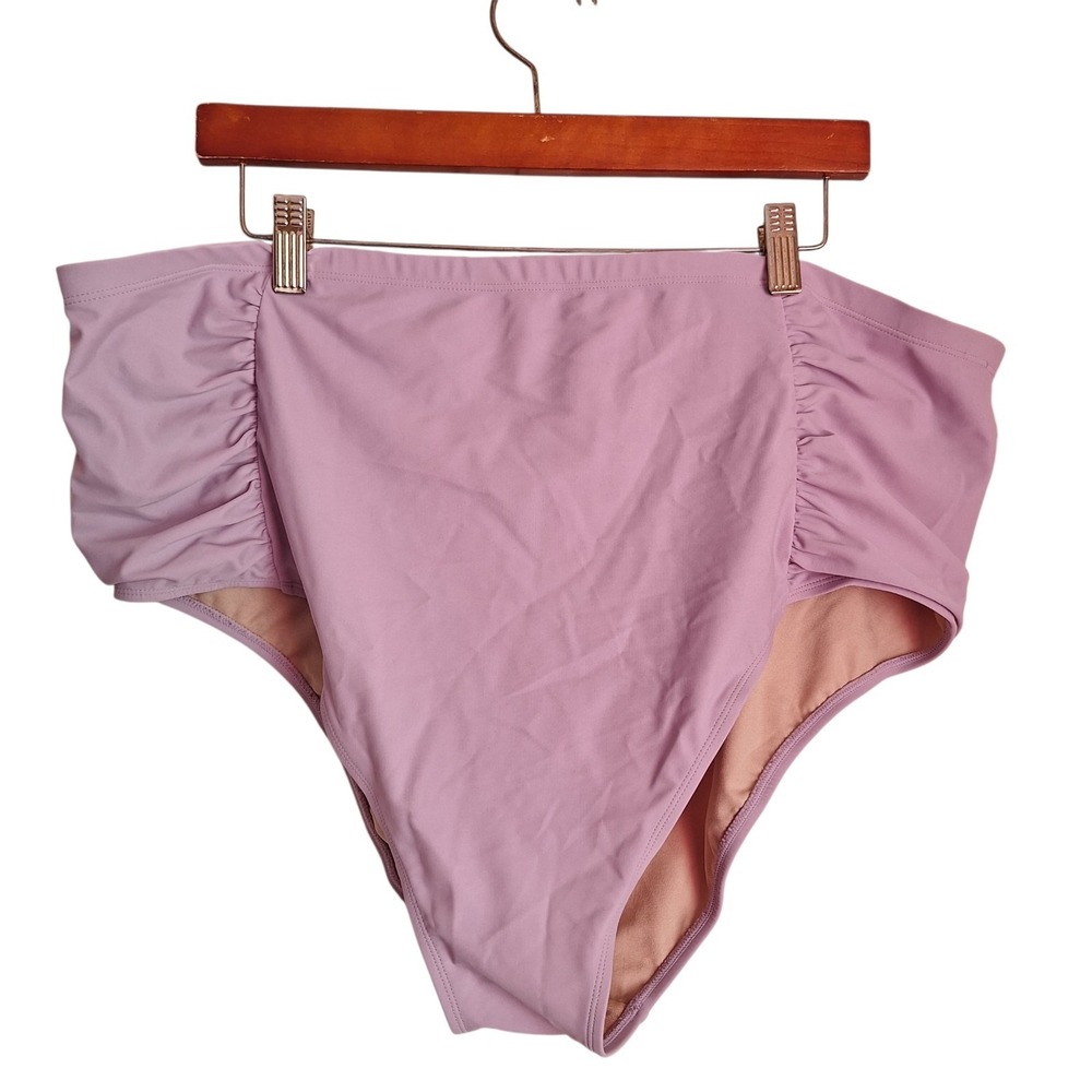 Old Navy Womens 3X Plus Swimsuit Bottom Lilac Ruched Stretch Beach Vacation